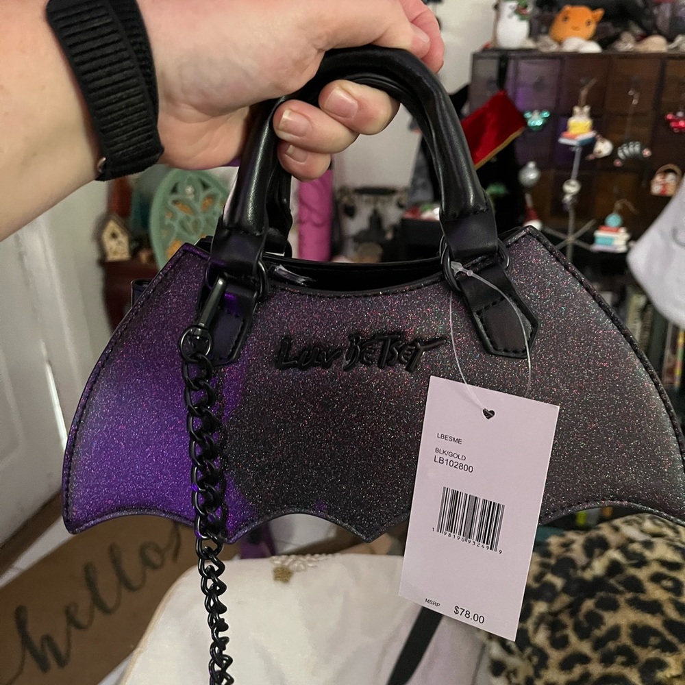 Luv by Betsey Johnson  multi- color sparkle Bat New with tag crossbody handbag.